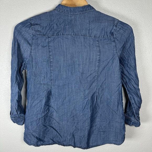 J Jill Denim Tunic Shirt Womens XL Blue Chambray Button Up Closet Staple Classic - Picture 4 of 6